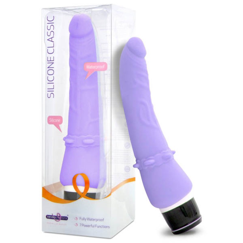 Silicone Classic Vibe with Clitoral Stimulator - Purple